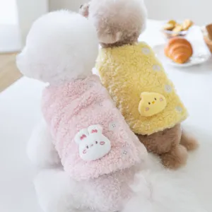 Fleece Furry Animal Decor Buttoned Dog Cat Jacket