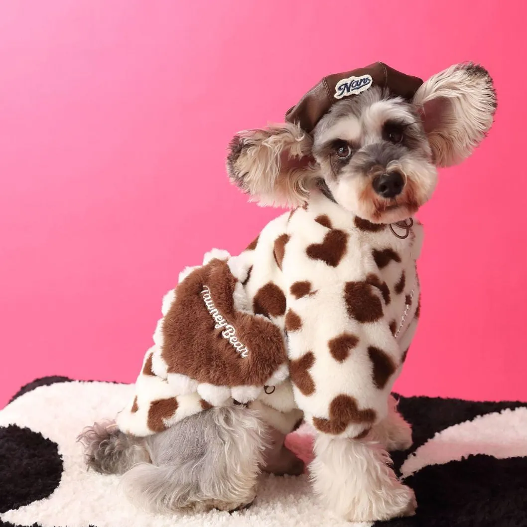Fleece Sweet Heart Pattern Dog Cat Jacket&Bag