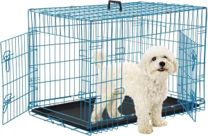 Foldable Dog Crate, 24 Inch, Blue, Portable, Easy to Clean, Safe and Secure Construction, Ideal for Travel and Indoor Use