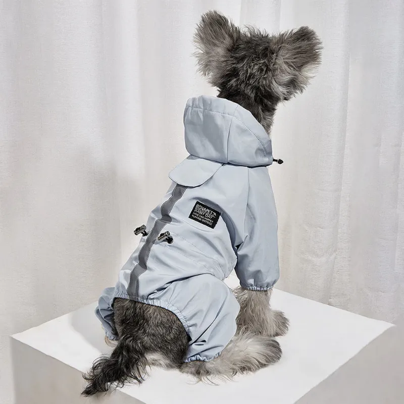 Four-Legged Reflective Dog Raincoat  Soft Impermeable Polyester