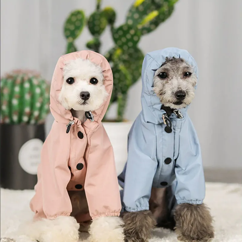 Four-Legged Reflective Dog Raincoat  Soft Impermeable Polyester