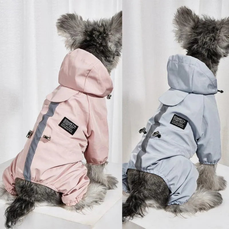 Four-Legged Reflective Dog Raincoat  Soft Impermeable Polyester