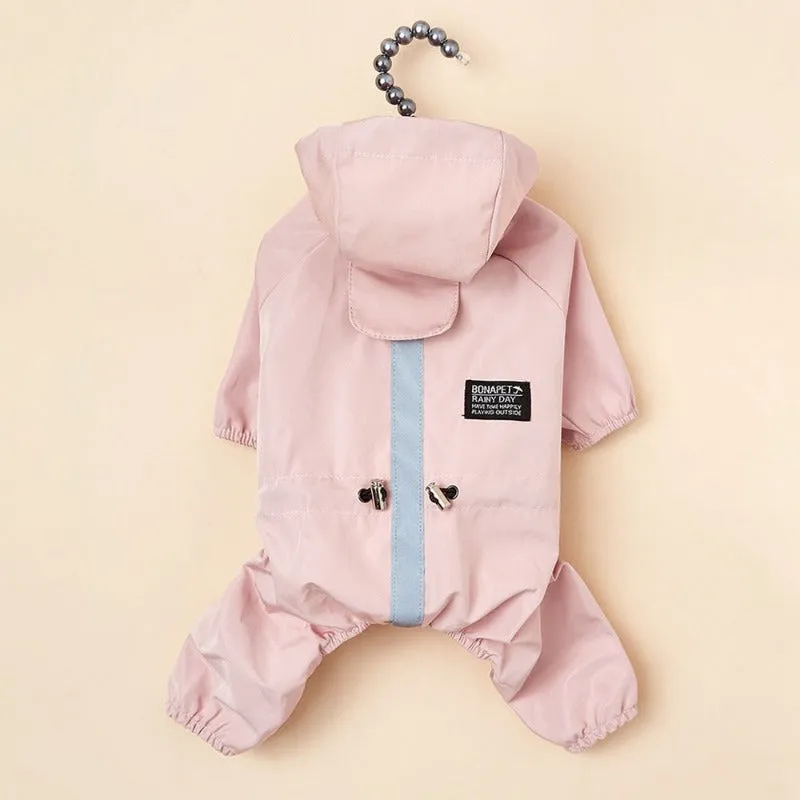 Four-Legged Reflective Dog Raincoat  Soft Impermeable Polyester