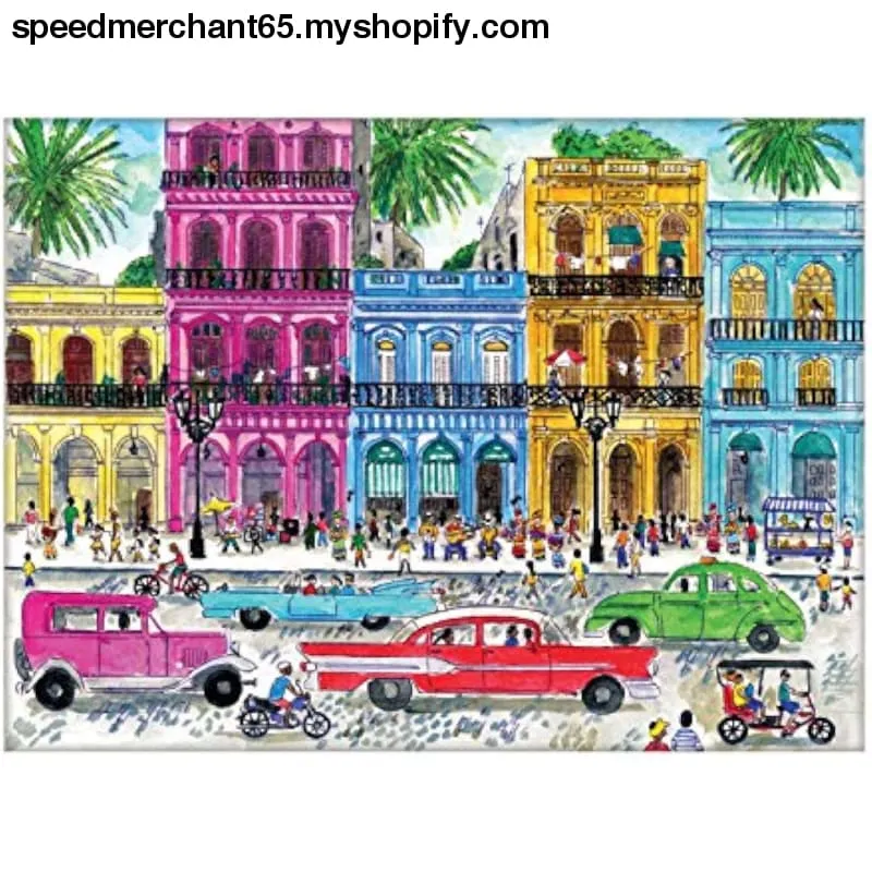 Galison Michael Storrings 1000 Piece Cuba Jigsaw Puzzle for Adults and Families, Illustrated Art Puzzle with Cuban Art Deco Scene