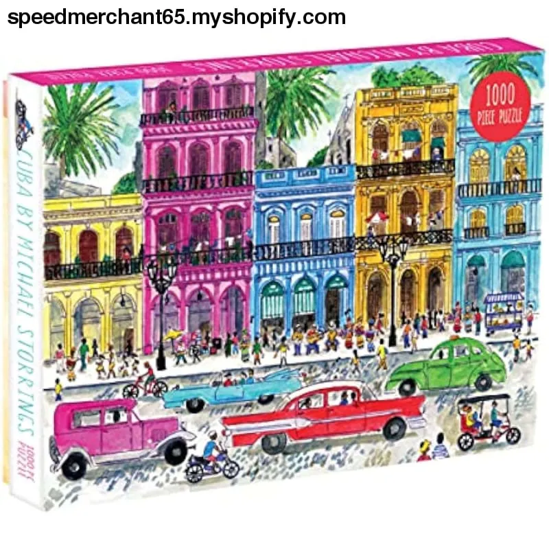Galison Michael Storrings 1000 Piece Cuba Jigsaw Puzzle for Adults and Families, Illustrated Art Puzzle with Cuban Art Deco Scene
