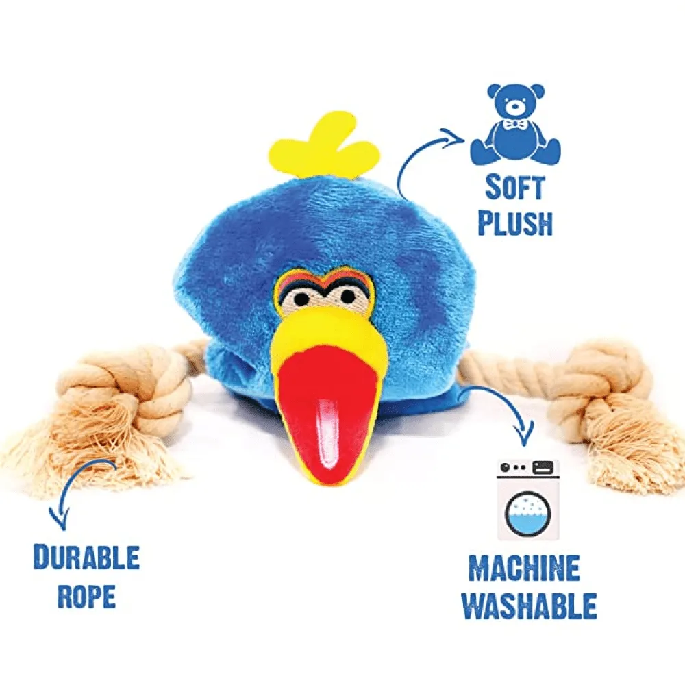 Goofy Tails Daffy The Bird Bottle Cruncher Rope Toy for Dogs