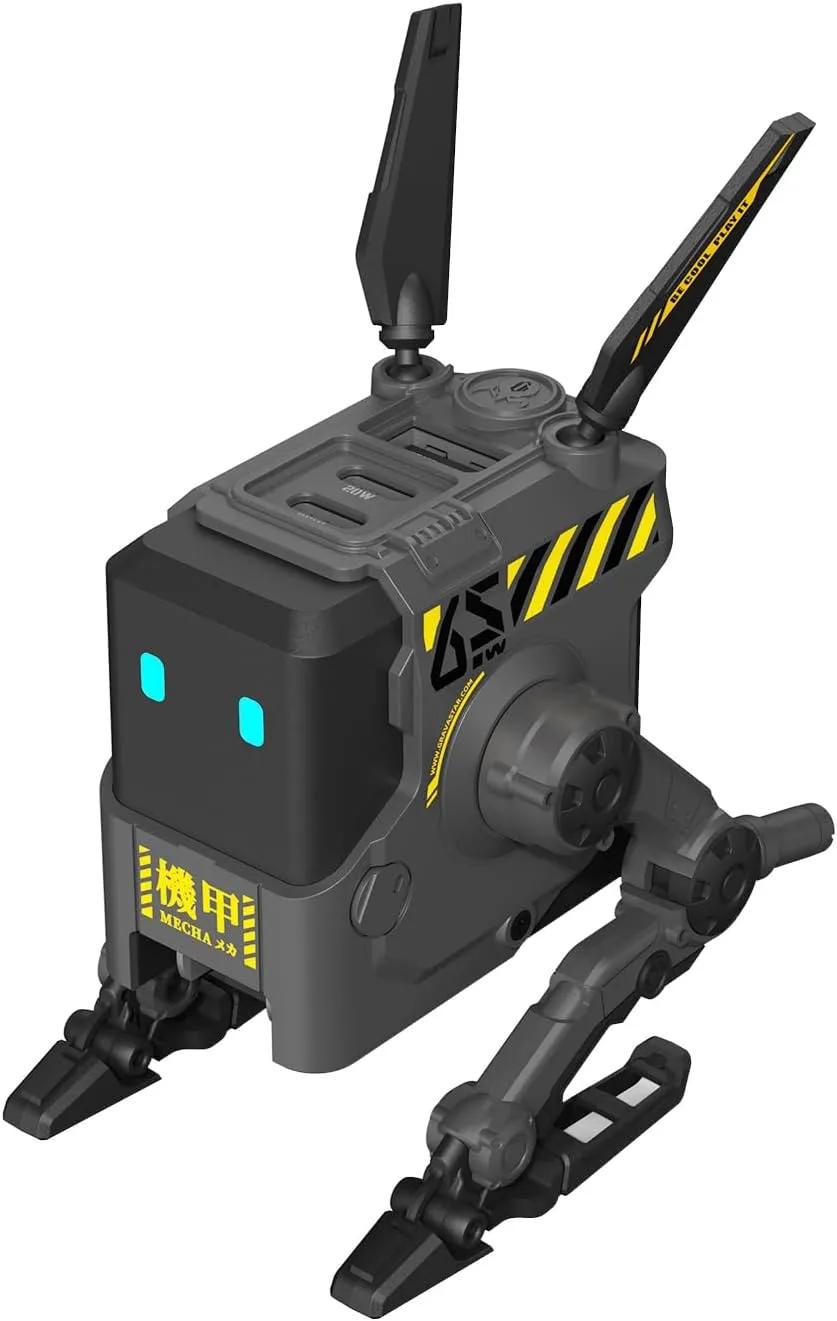 GravaStar 65W USB C Charger, Alpha65 Robot Fast GaN Charger Block, 3-Port Fast Charger, Foldable Wall USB C Charger for iPhone, MacBook, iPad, Laptop, Steam Deck, Gifts for Men (65W, Gray)