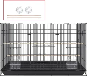 Happybuy 30-Inch Metal Bird Cage, Large Parakeet Cage for Cockatiels, Small Parrots, Budgies, Lovebirds, and Canaries, Features Rolling Stand and Tray