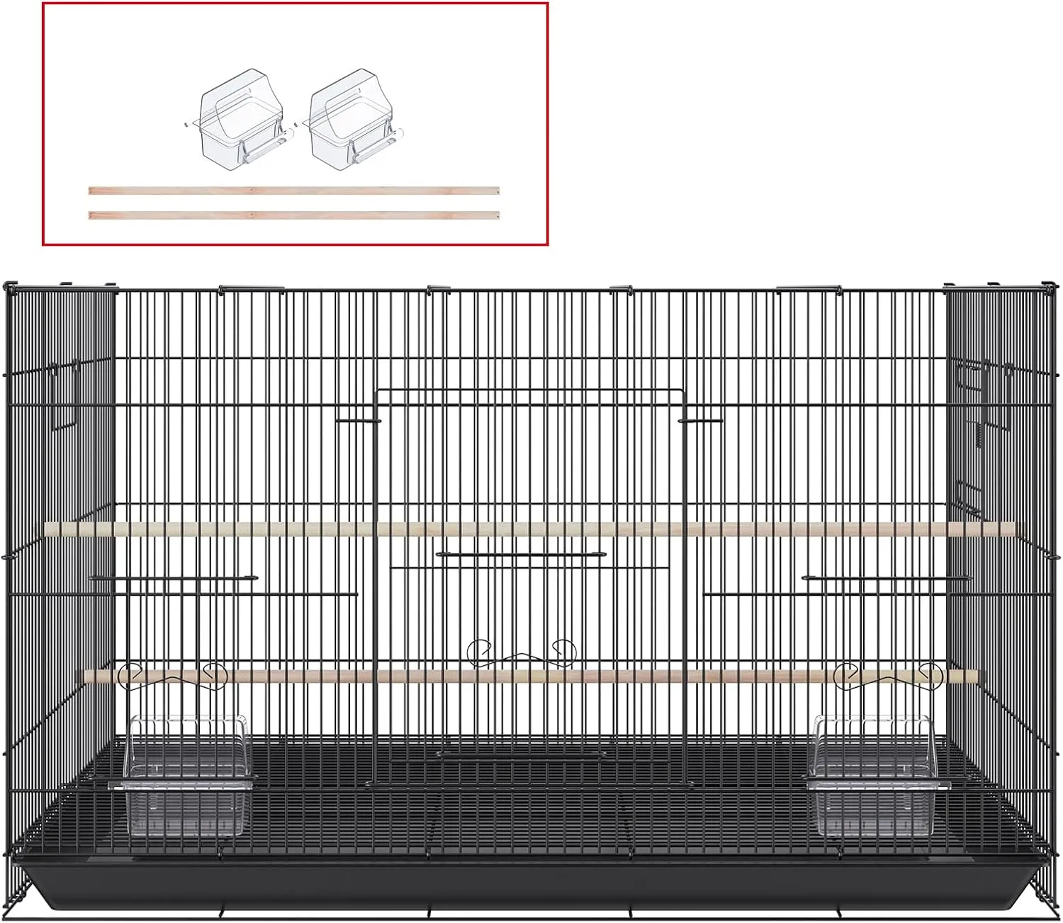 Happybuy 30-Inch Metal Bird Cage, Large Parakeet Cage for Cockatiels, Small Parrots, Budgies, Lovebirds, and Canaries, Features Rolling Stand and Tray