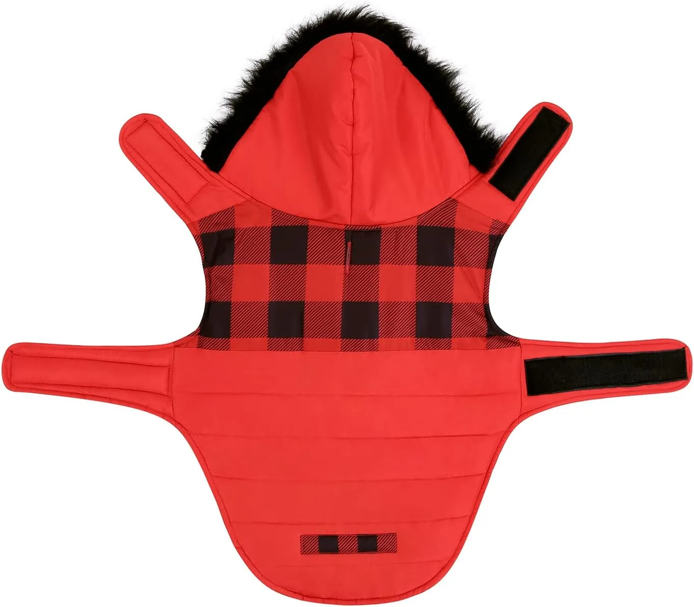 HDE Dog Puffer Jacket Fleece Lined Warm Dog Parka Winter Coat with Harness Hole Buffalo Plaid - L