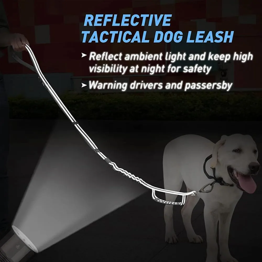 Heavy Duty Dog Leash Adjustable 4-6FT Shock Absorbing Reflective That Non-Slip with Soft Padded Handle and Car Seat Belt for Small Dogs Training Tactical and Running (Red)