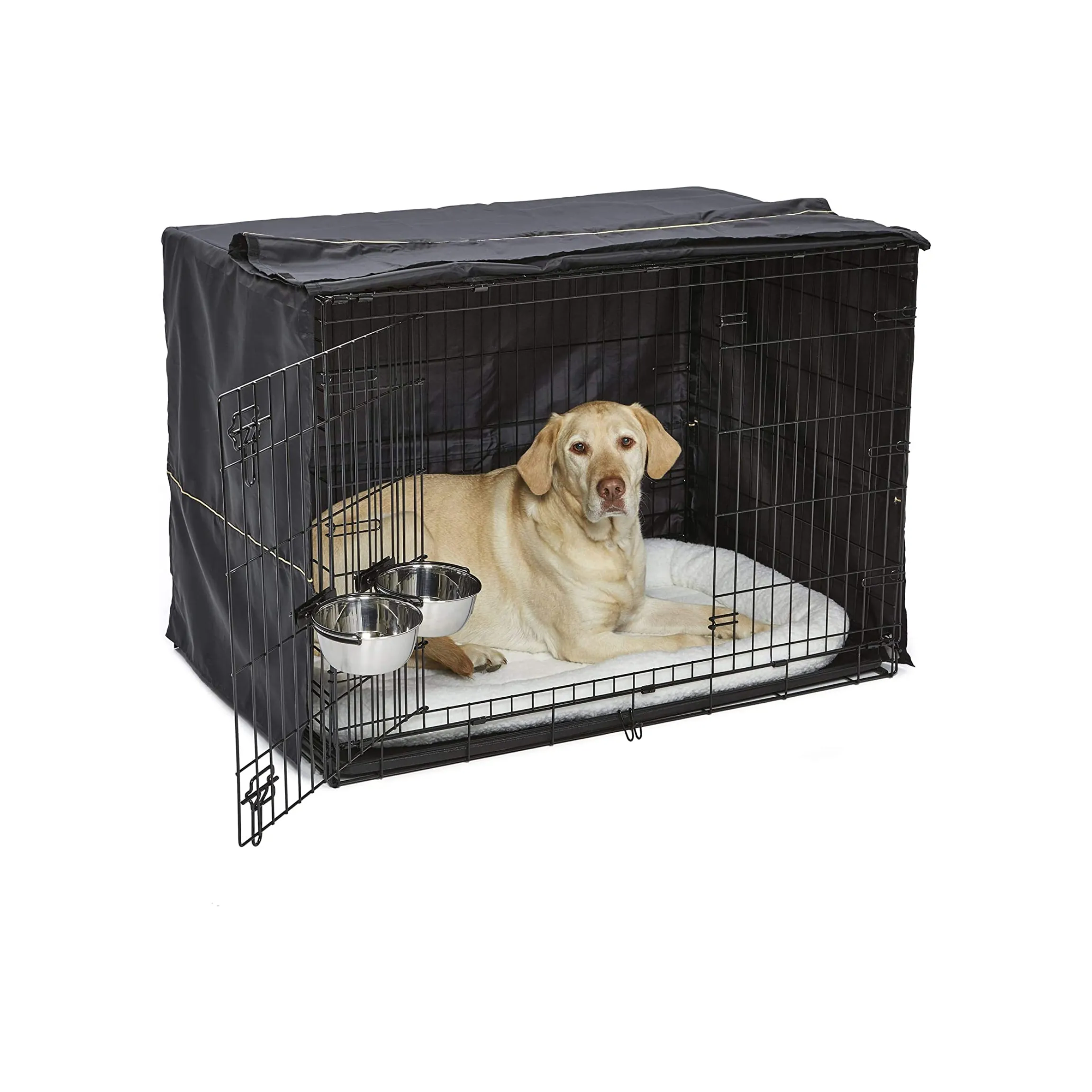 iCrate Dog Crate Starter Kit 42 Inch, Ideal for Large Dog Breeds, Black