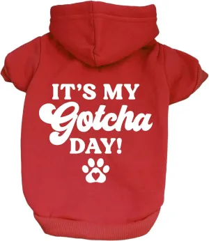 It's My Gotcha Day Dog Hoodie Fleece Lined Pullover Sweatshirt with Leash Hole(Red, Medium 12)