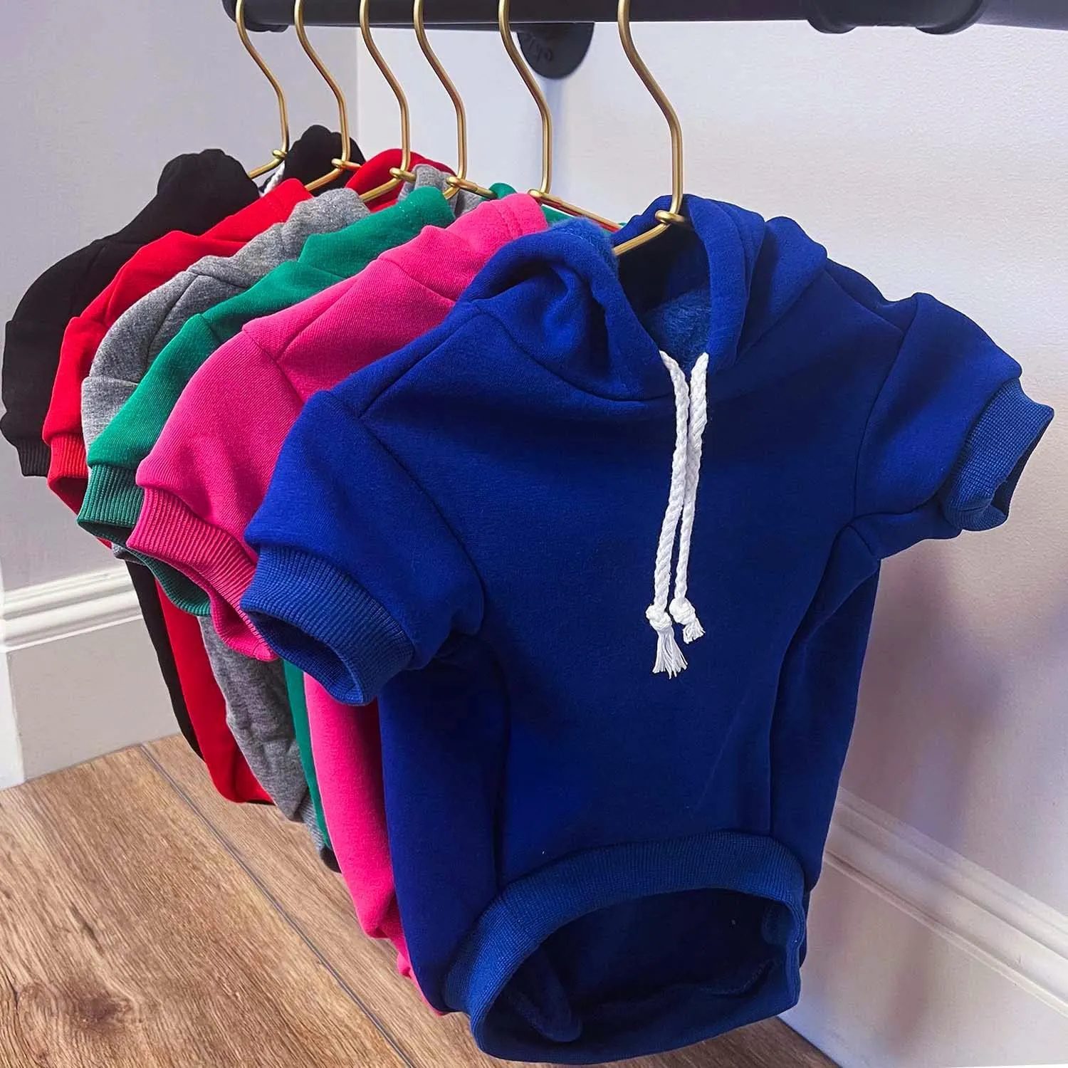 It's My Gotcha Day Dog Hoodie Fleece Lined Pullover Sweatshirt with Leash Hole(Red, Medium 12)