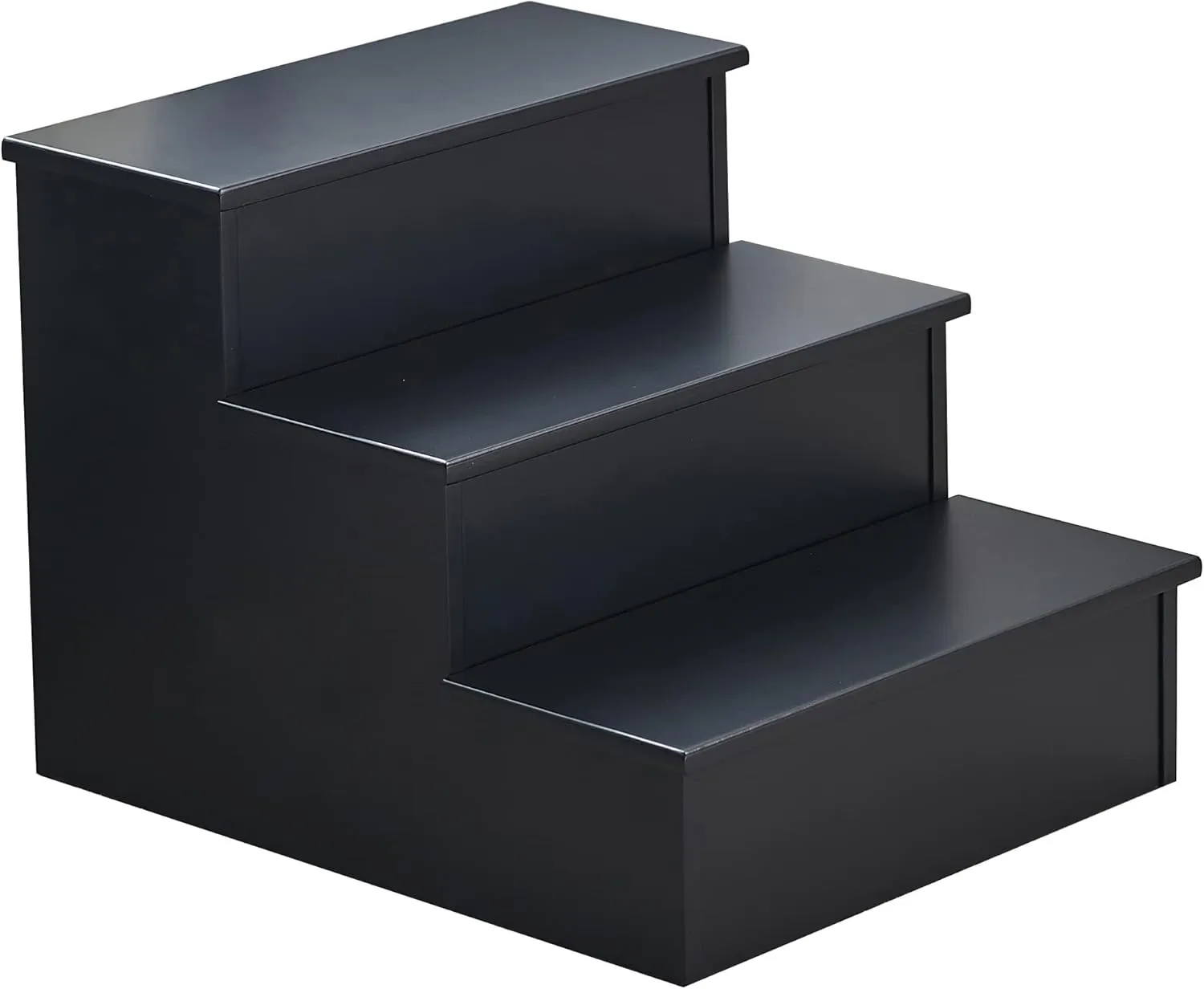 Kings Brand Furniture  Darien 3 Step Wood Step Stool for Adults or Kids, Dog Stairs, Black