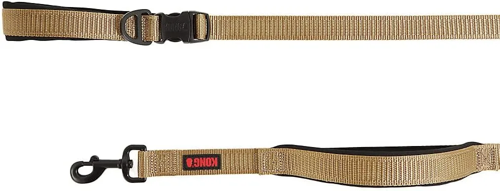 KONG Comfort Ultra Durable Traffic Padded Handle Hands Free Quick Control Leash 6' (Tan)