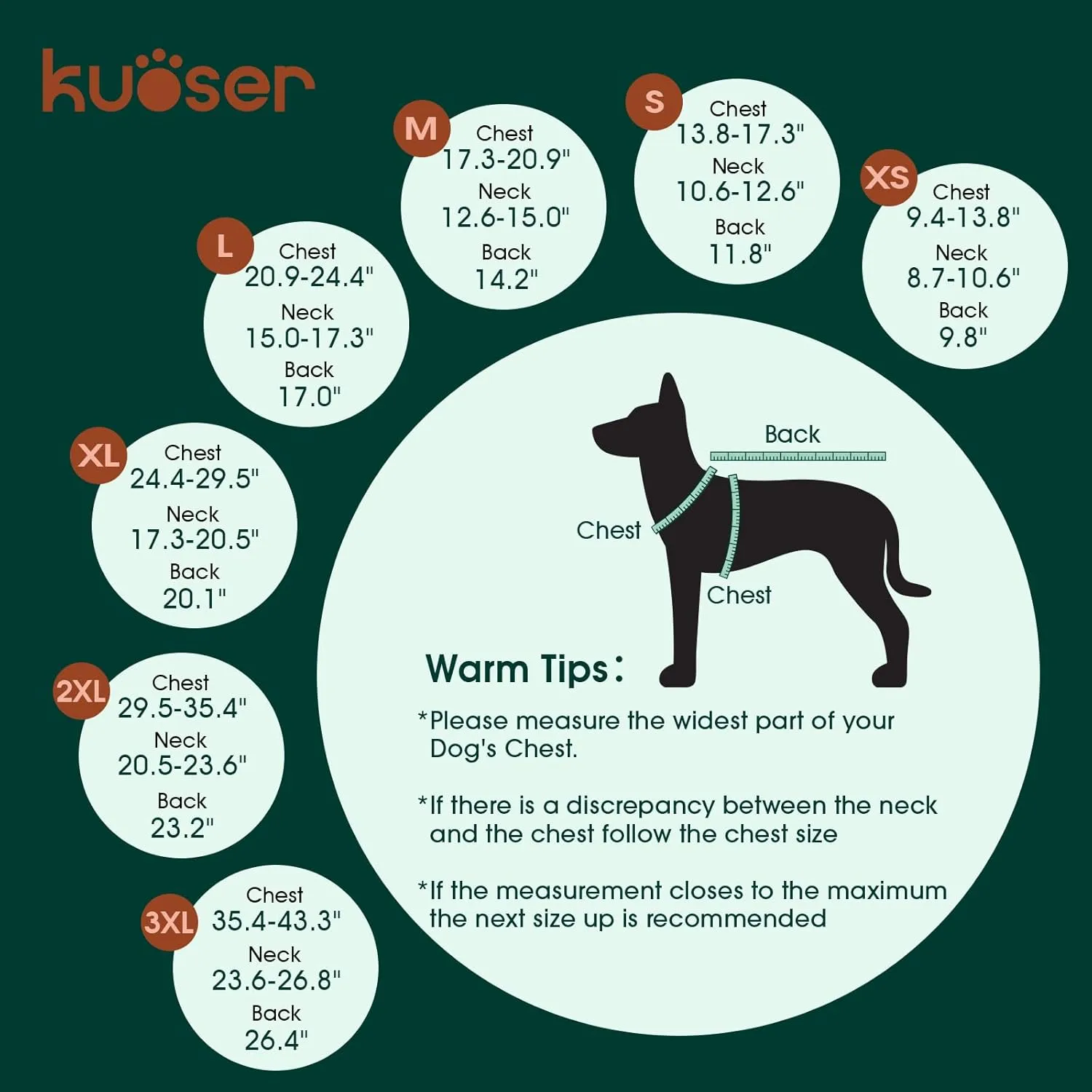 Kuoser Waterproof Dog Coat, Reversible Dog Jacket for Medium Dogs, Adjustable Durable Doggie Winter Coat Warm Puppy Cold Weather Apparel from Small to Large Breed, Red M