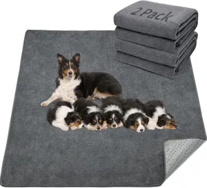 LOOBANI Washable Pee Pad for Dogs, 2 Packs Non-Slip Puppy Training Pads, Fast Absorbent Pet Whelping Pads, Puppy Playpen Mat for Incontinence, Housebreak, Crate, 48x60in, Gray