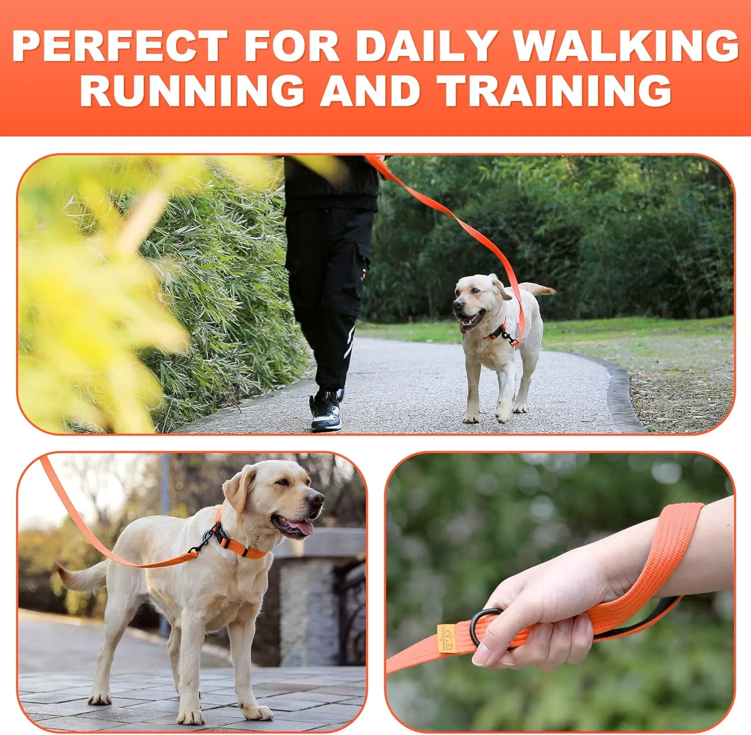 LynxKing Heavy Duty Dog Leash - 6ft Reflective Safety Walking Lead With 2 Padded Handles for Small to Large Dogs