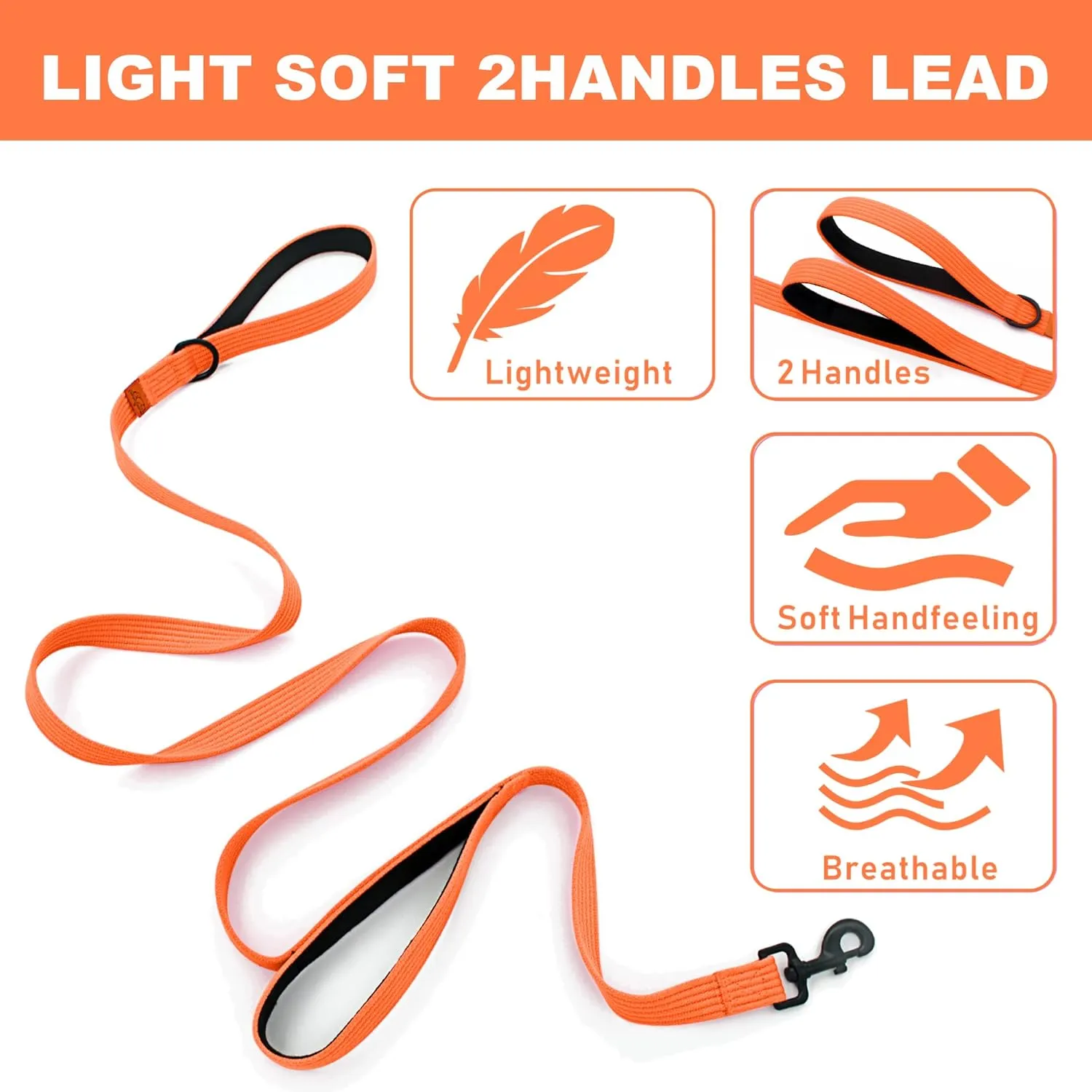 LynxKing Heavy Duty Dog Leash - 6ft Reflective Safety Walking Lead With 2 Padded Handles for Small to Large Dogs