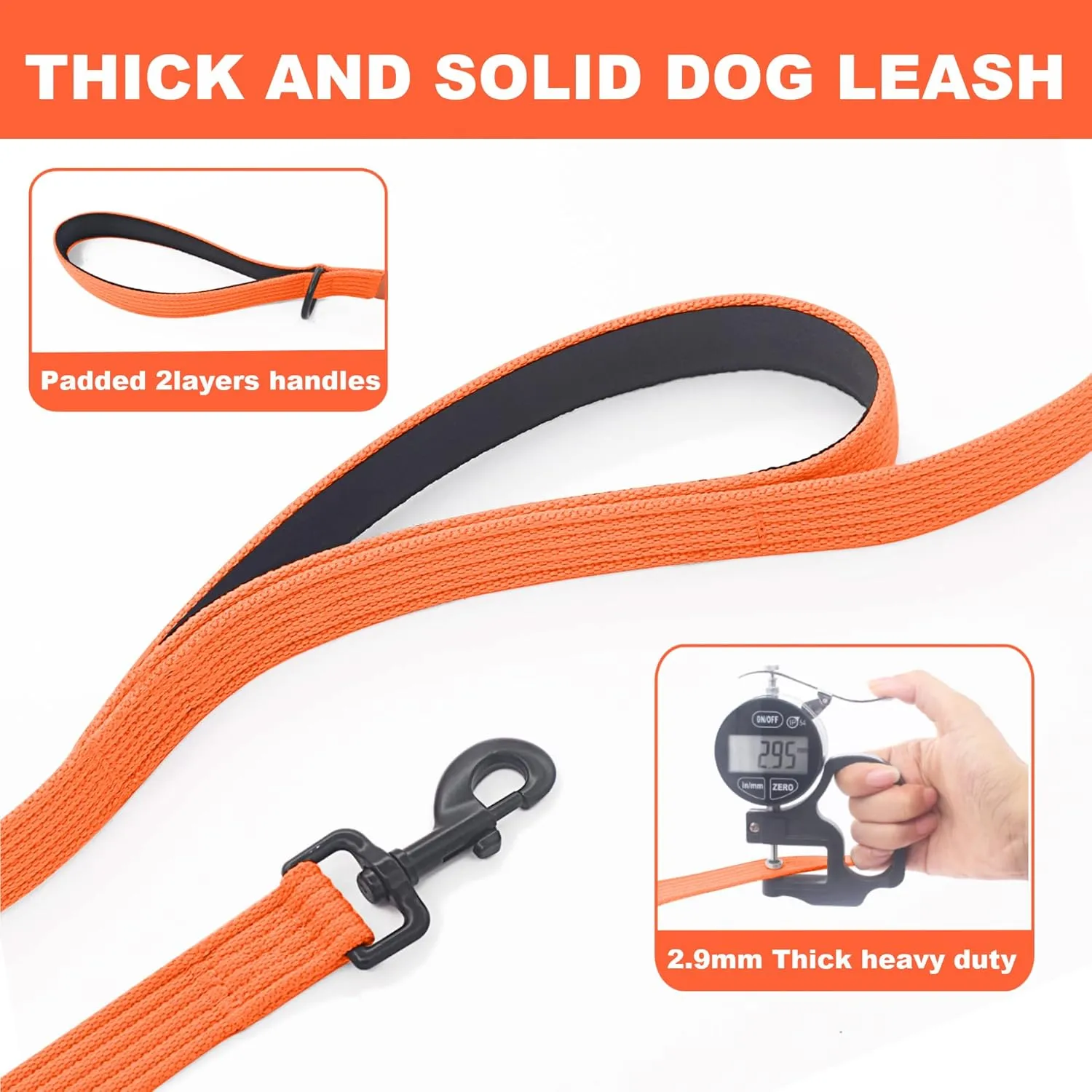 LynxKing Heavy Duty Dog Leash - 6ft Reflective Safety Walking Lead With 2 Padded Handles for Small to Large Dogs