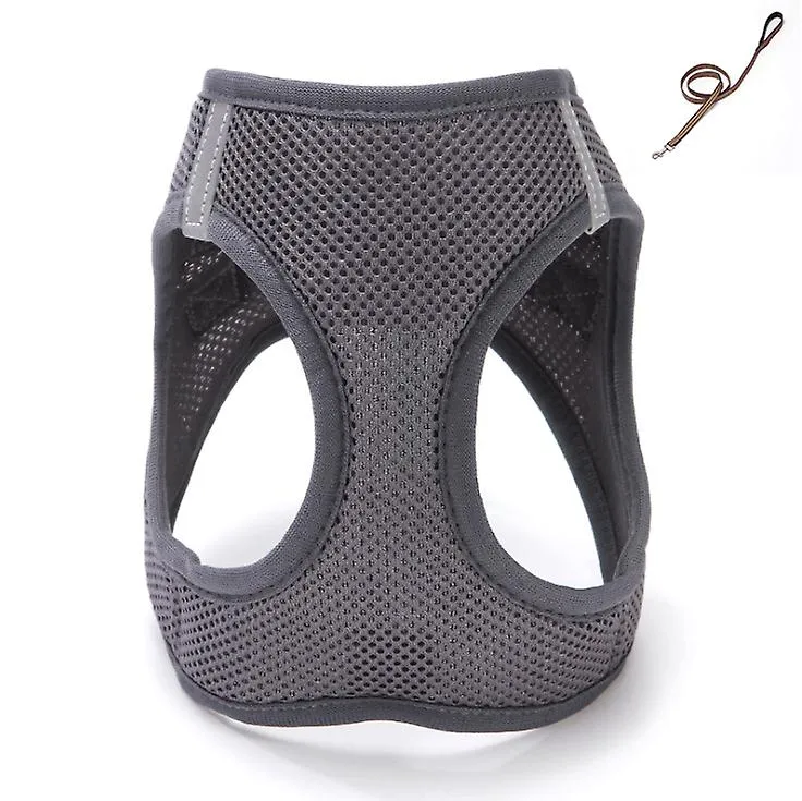 M 30-32cm black Breathable pet traction vest with leash for small dogs, medium and large AZ17320