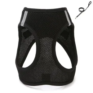M 30-32cm black Breathable pet traction vest with leash for small dogs, medium and large AZ17320