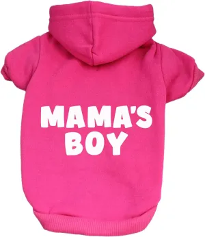Mama's Boy Mother's Day, Valentine's Day Pullover Fleece Lined Dog Hoodie with Leash Hole Sweatshirt (Hot Pink)