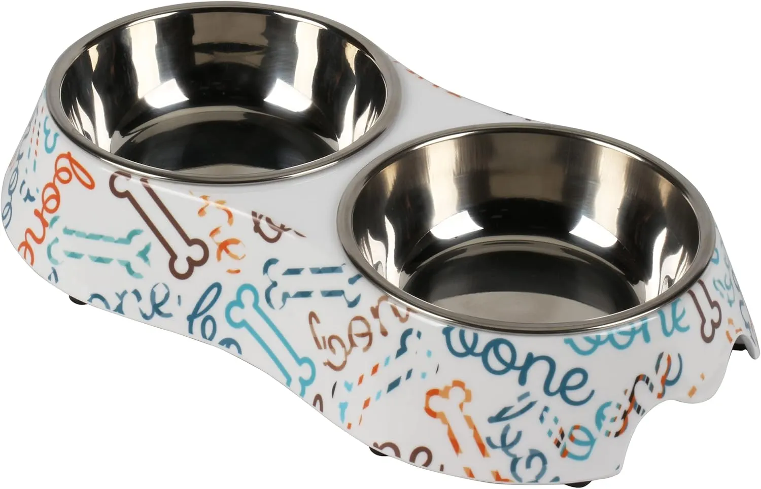 M&BGWPP Melamine Plastic Dog Food Bowl, Non Skid Base, Double Pet Feeder Bowls, 2-in-1 Removable Stainless Steel Pet Water and Food Bowls for Dogs (Middle)