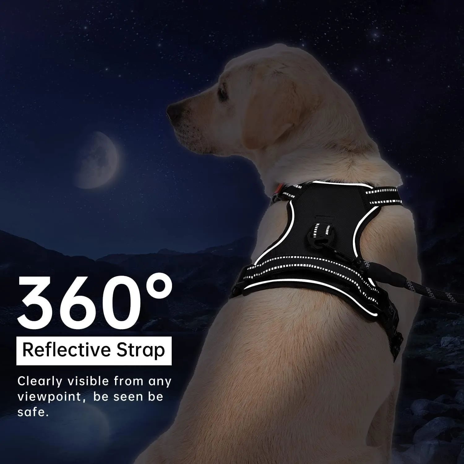 No Pull Dog Harness, Reflective Comfortable Vest Harness with Easy Control Handle Adjustable Soft Padded Pet Vest for Small to X-Large Dogs (Red, Medium (Approx Weight:16.53-36.37 LB))