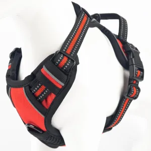 No Pull Dog Harness, Reflective Comfortable Vest Harness with Easy Control Handle Adjustable Soft Padded Pet Vest for Small to X-Large Dogs (Red, Medium (Approx Weight:16.53-36.37 LB))