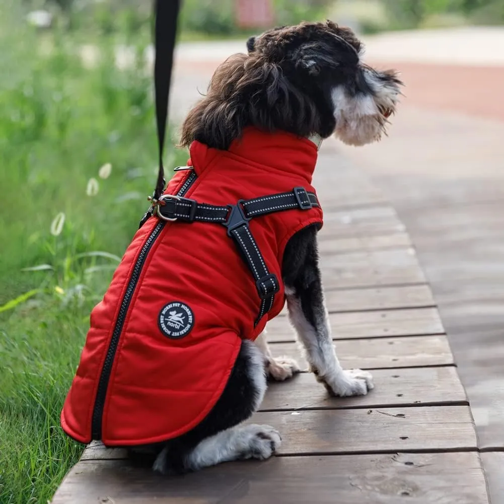 Norbi Pet Warm Jacket Small Dog Vest Harness Wih Leash Puppy Winter 2 in 1 Outfit Cold Weather Coat