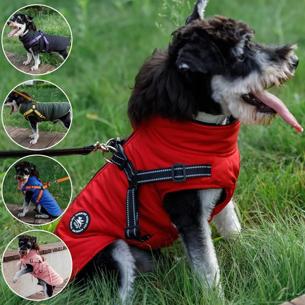 Norbi Pet Warm Jacket Small Dog Vest Harness Wih Leash Puppy Winter 2 in 1 Outfit Cold Weather Coat