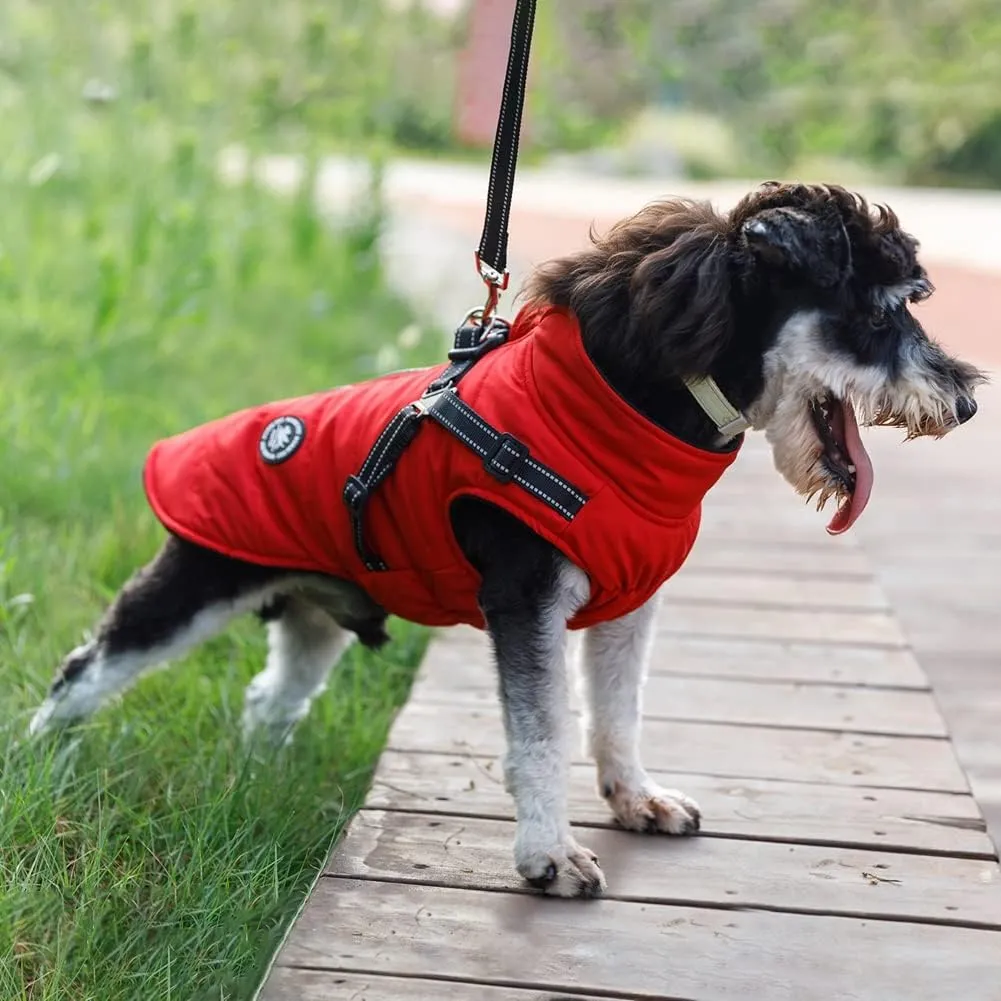 Norbi Pet Warm Jacket Small Dog Vest Harness Wih Leash Puppy Winter 2 in 1 Outfit Cold Weather Coat