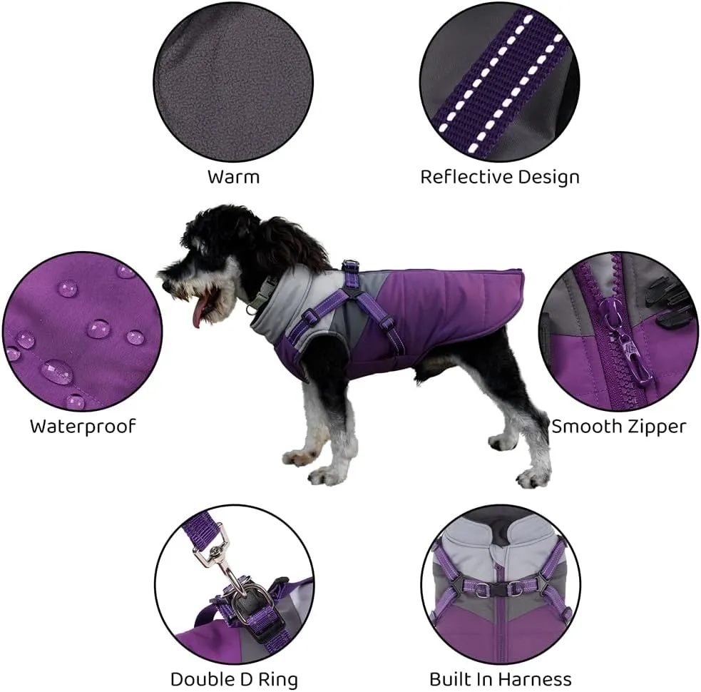 Norbi Small Dog Winter Jacket with Harness - 2 in 1 Puppy Coat
