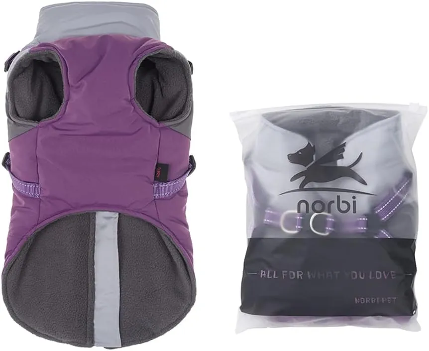 Norbi Small Dog Winter Jacket with Harness - 2 in 1 Puppy Coat