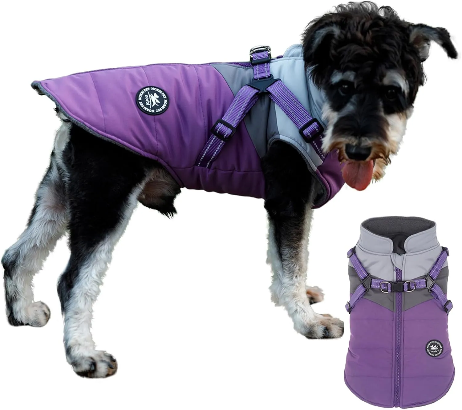 Norbi Small Dog Winter Jacket with Harness - 2 in 1 Puppy Coat