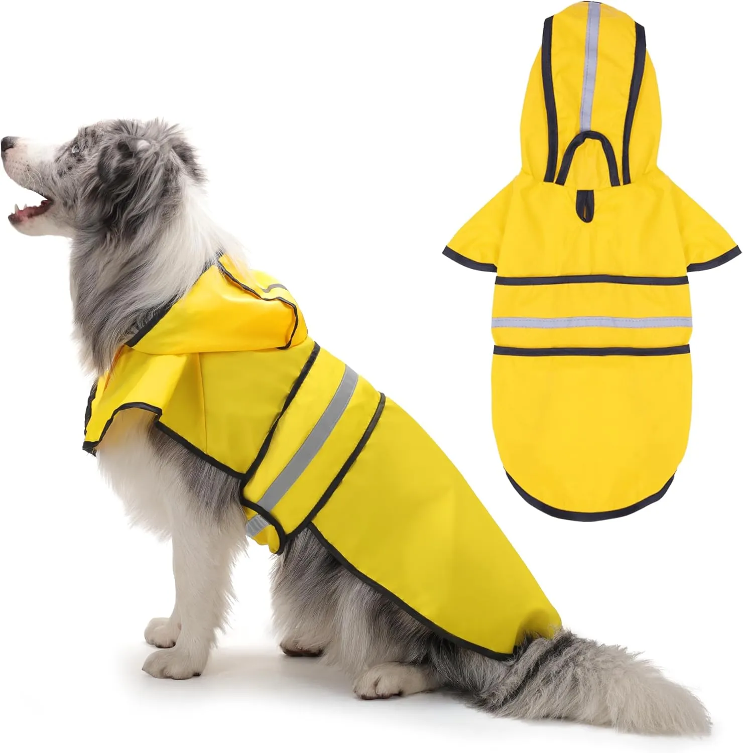 Paiaite Dog Raincoat: Hooded Slicker Poncho, Durable Waterproof Jacket with Reflective Stripes for Safety, Convenient Leash Hole, and Adjustable Fit, Perfect for Small, Medium, and Large Dogs Yellow L