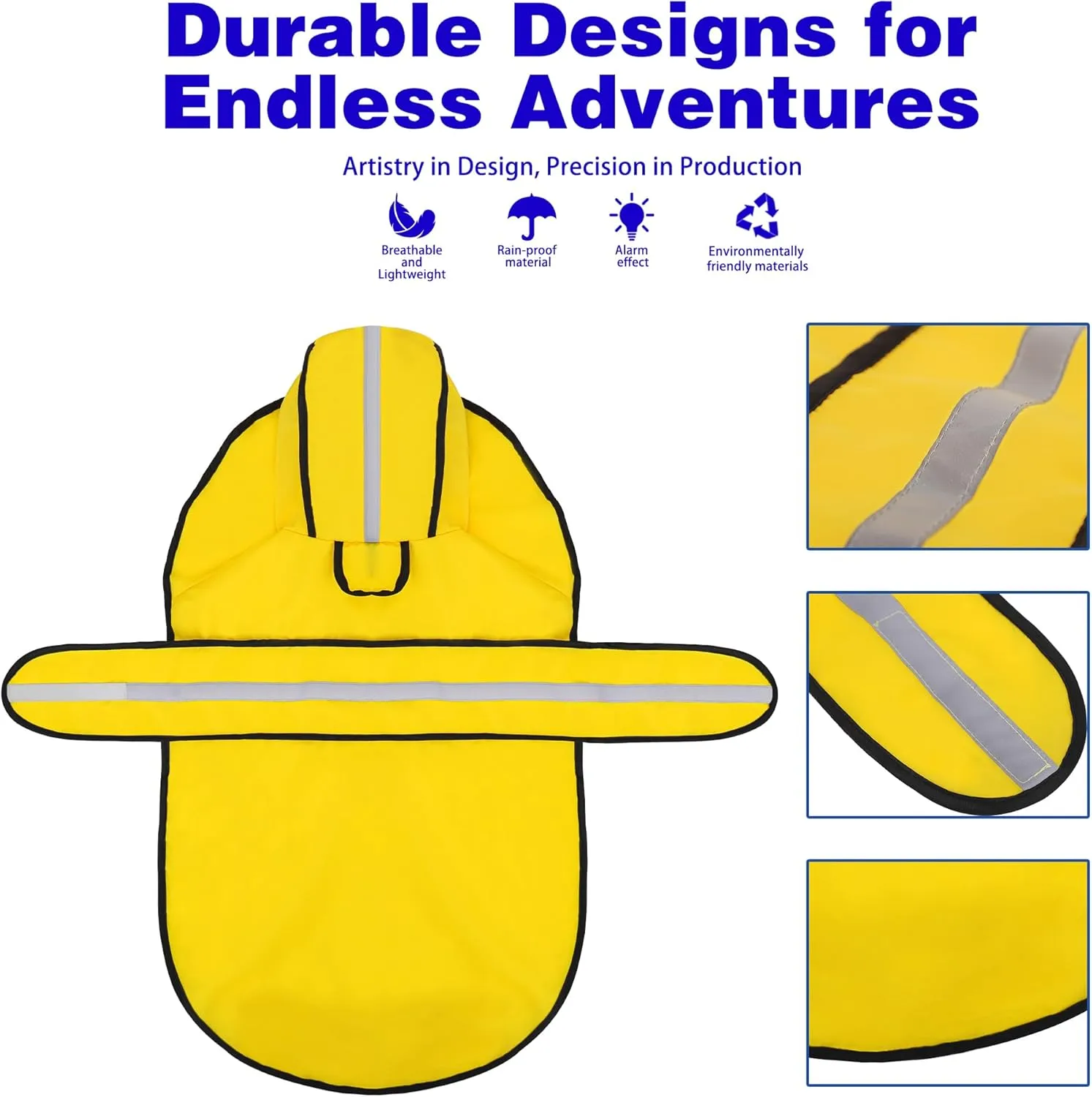 Paiaite Dog Raincoat: Hooded Slicker Poncho, Durable Waterproof Jacket with Reflective Stripes for Safety, Convenient Leash Hole, and Adjustable Fit, Perfect for Small, Medium, and Large Dogs Yellow L