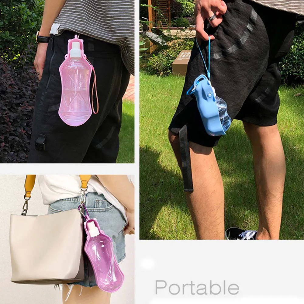 PAWS ASIA Suppliers Outdoor Foldable Mineral Nozzle Water Pet Bottle 518ML 280ML For Small Large Dogs