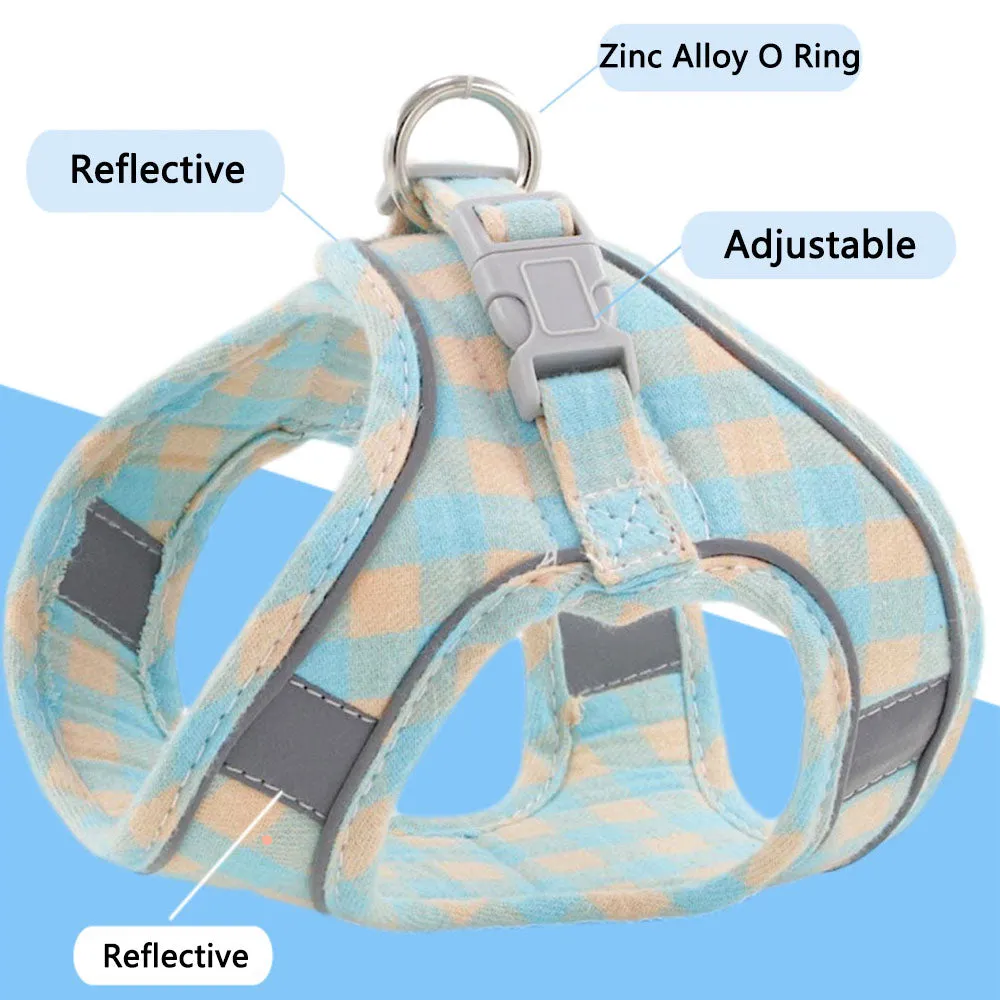 PAWS ASIA Wholesale Price Soft Cotton Reflective Stylish Pet  Cat Dog Harness With Leash