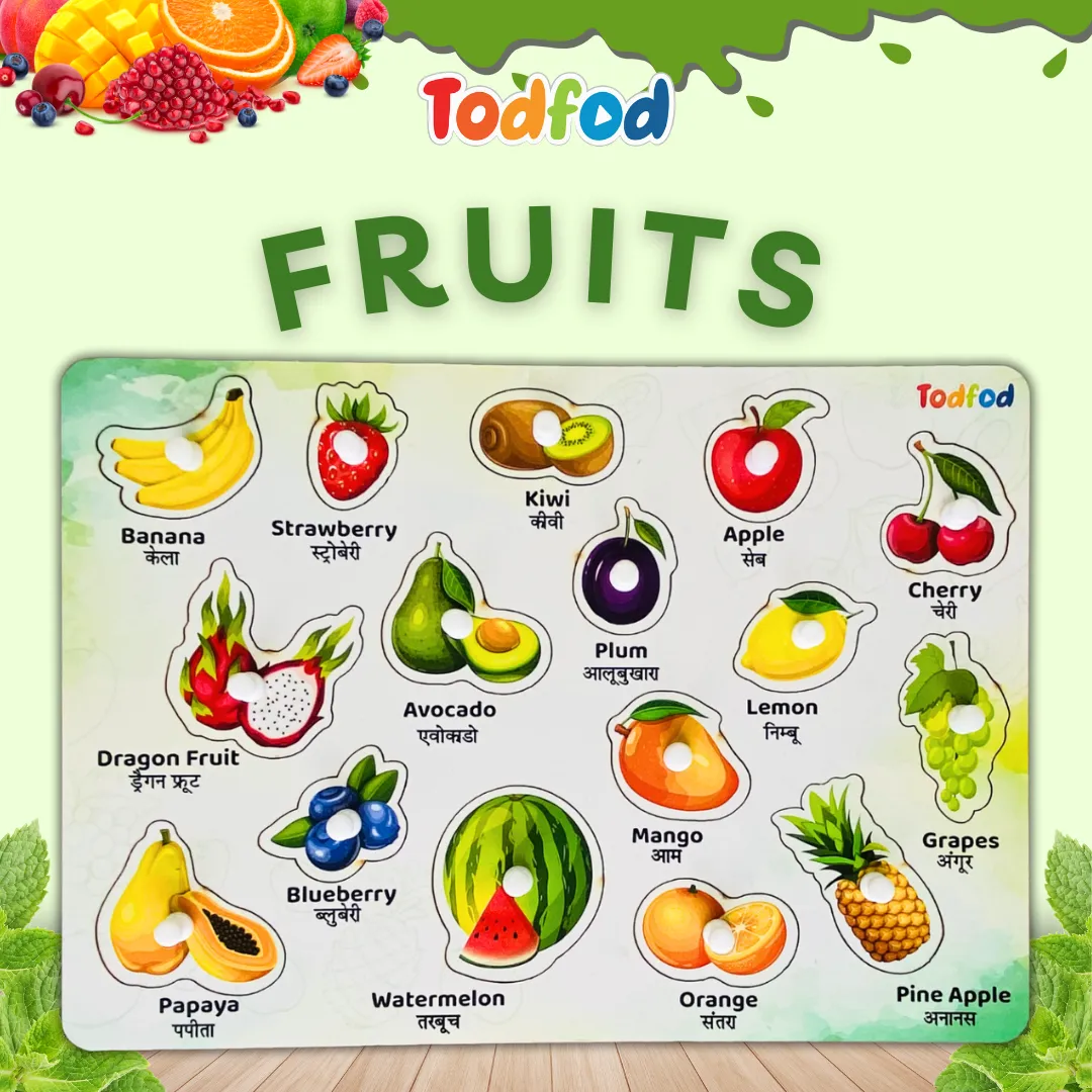 Pet Animals & Fruit Characters Knob & Pegged Puzzle for Kids