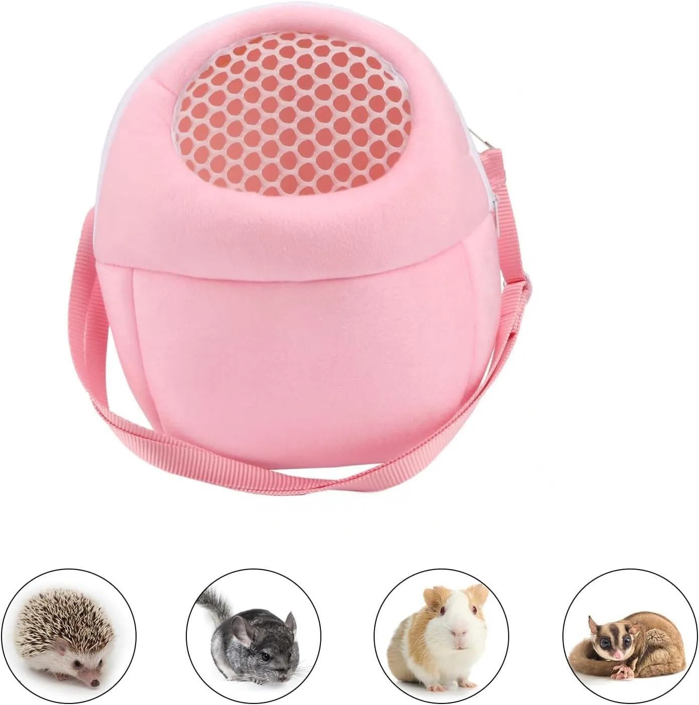 Pet Carrier Backpack for Small Animals, Travel Handbag for Cat, Puppy, Guinea Pig, Hedgehog, Hamster (Pink, Large)