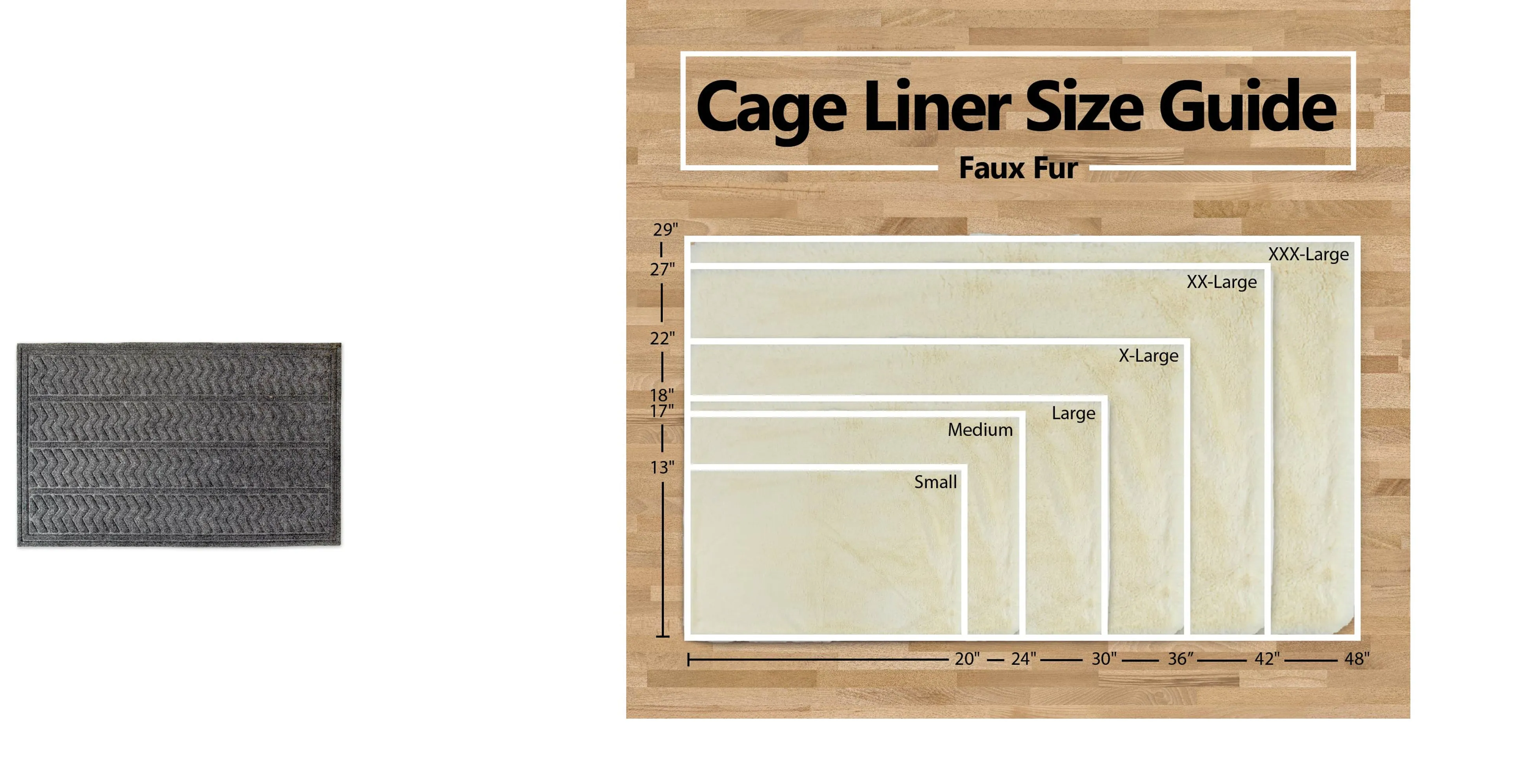 Pet Crate Liner, Faux Fur, Brown, XX-Large - 27x42"