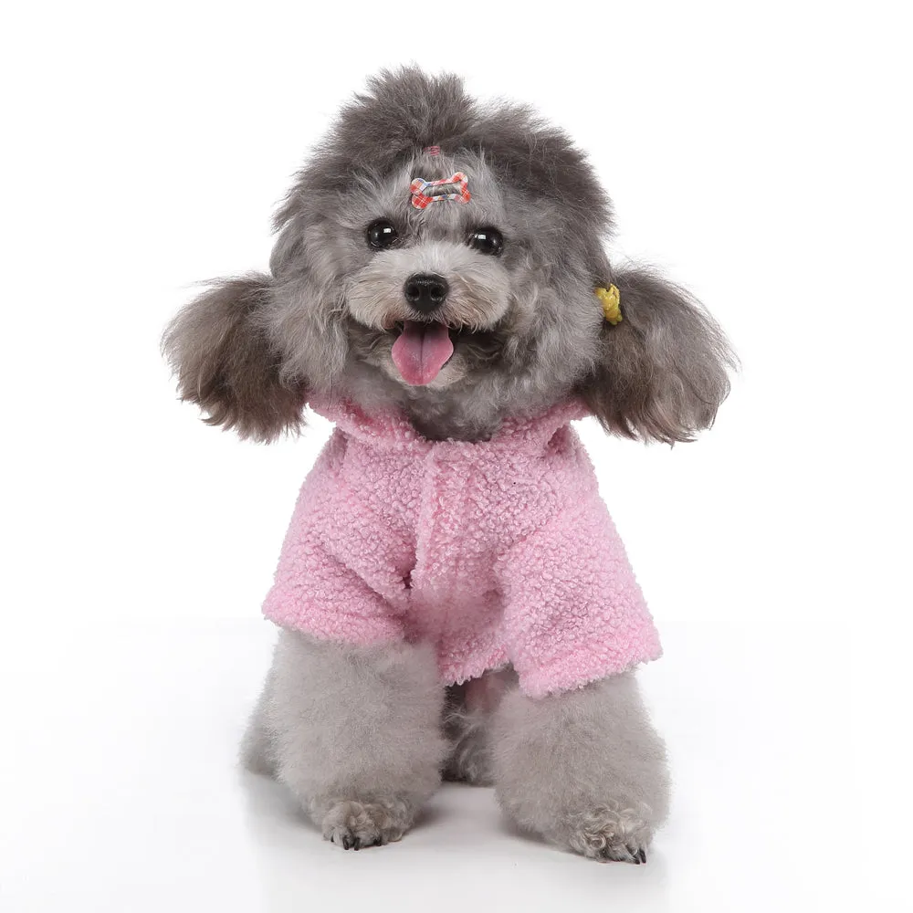 Pet / Dog Teddy Hooded Cashmere Fleece Embroidered Dog Paw