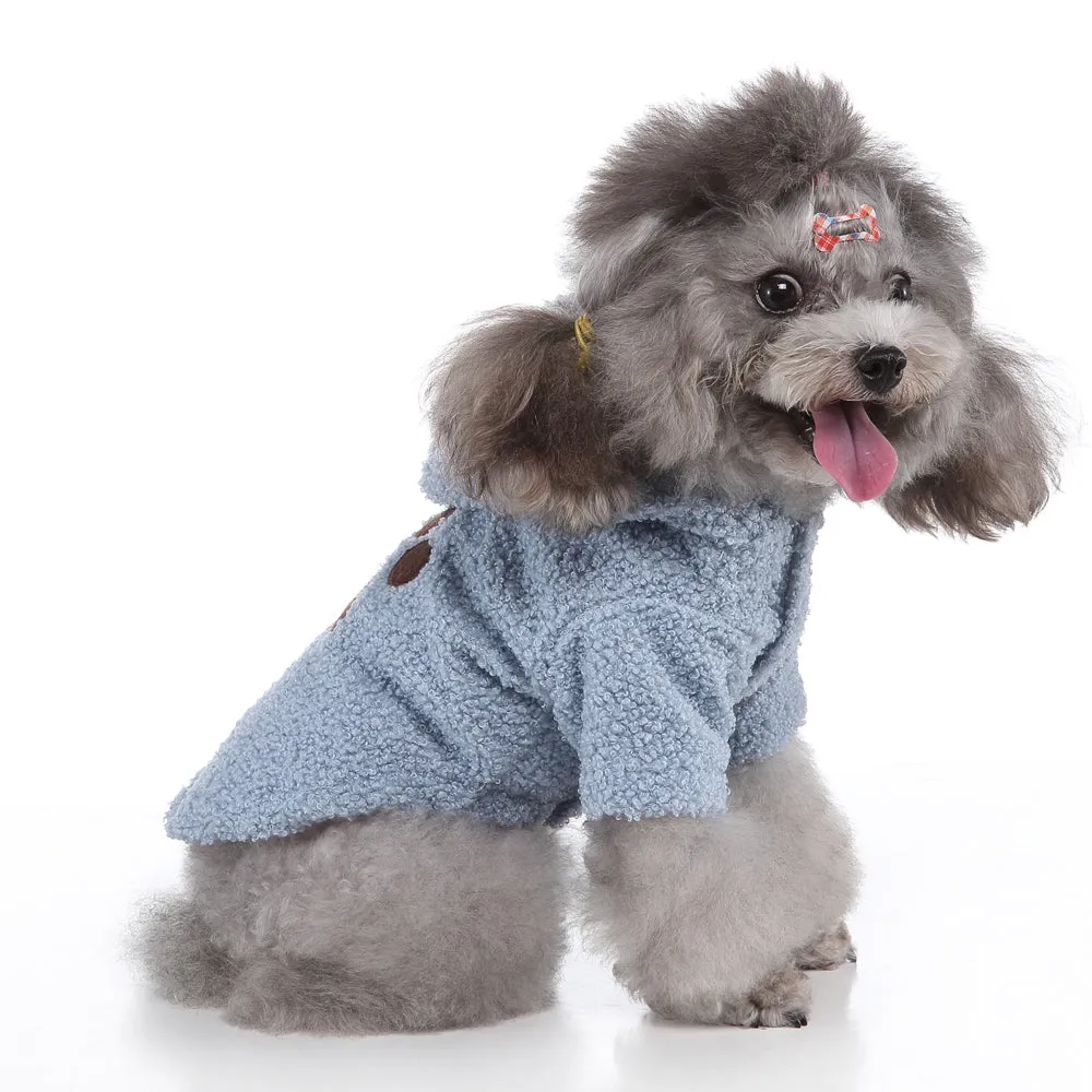 Pet / Dog Teddy Hooded Cashmere Fleece Embroidered Dog Paw