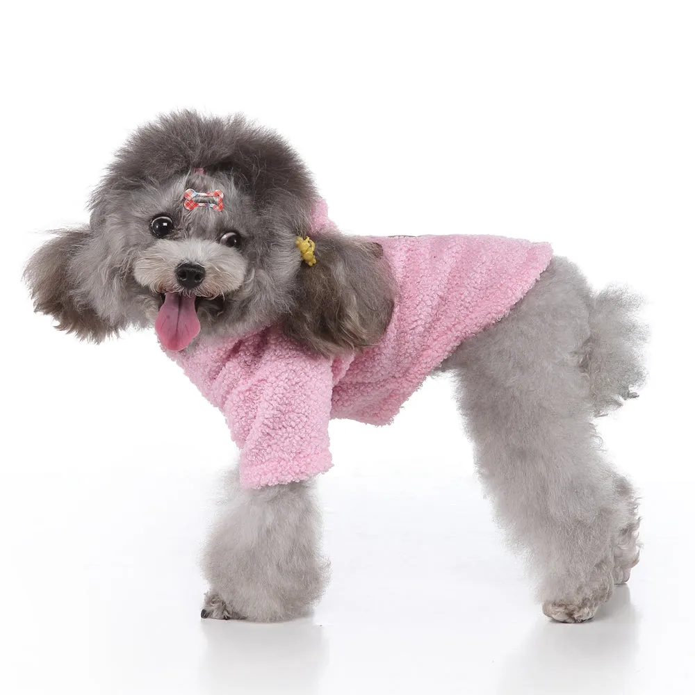 Pet / Dog Teddy Hooded Cashmere Fleece Embroidered Dog Paw
