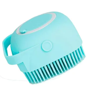 Pet Grooming Brush Bath Brush with Shampoo Container for Dog Cat Bathing Grooming Pet Scrubber Soft Rubber Silicone Massage