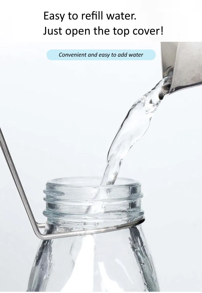 Pet Needle Nozzle 350ML Glass Water Bottle Dispenser Auto Feeder