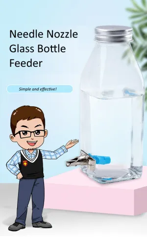 Pet Needle Nozzle 350ML Glass Water Bottle Dispenser Auto Feeder
